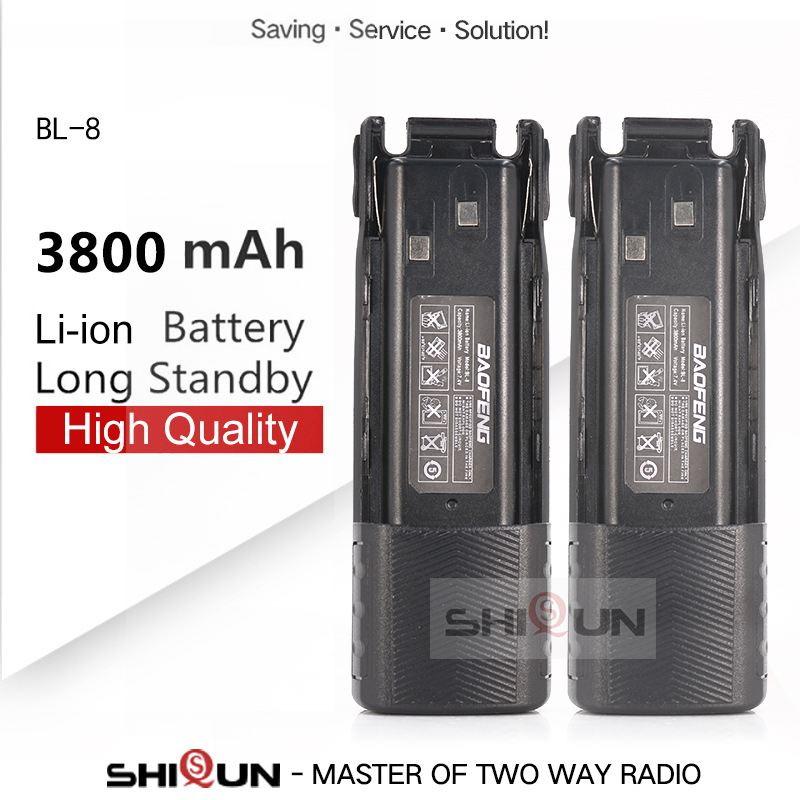 BL-8 Battery Original Baofeng UV-82 2800mAh Optional 3800mAh battery for UV 82 UV82 UV-8D UV-89 UV-82HP UV-82 Plus Walkie Talkie: 2PCS 3800mAh