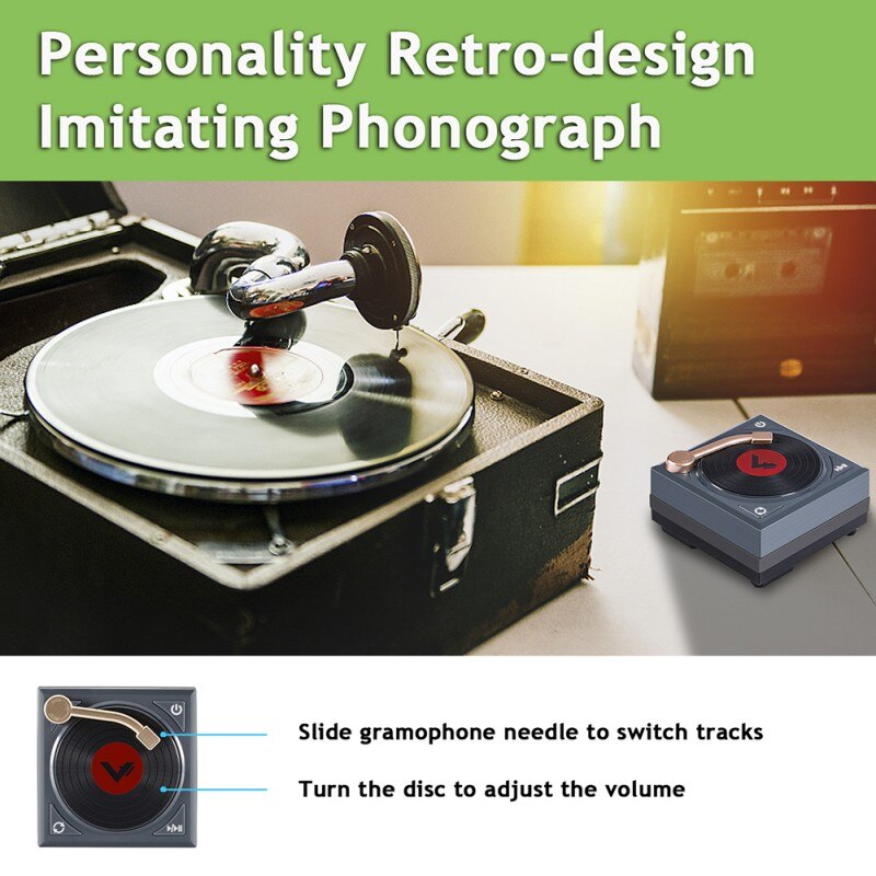 Retro phonograph Portable 1200mAH Smart Bluetooth 5.0 Speaker Intelligent Retro Phonograph Artwork