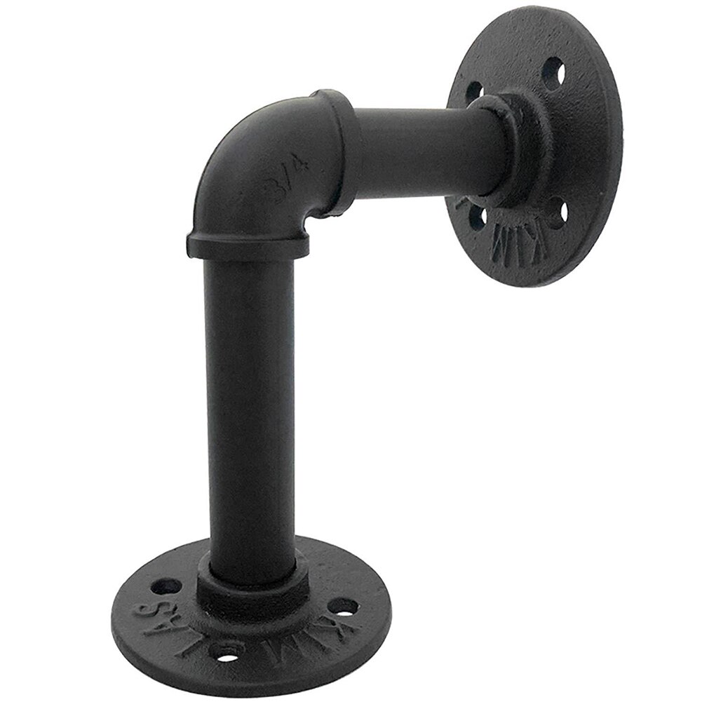 2pcs Industrial Wall Mounted Iron Pipe Shelf Bracket Floating Shelf Holder Black Durable H99F