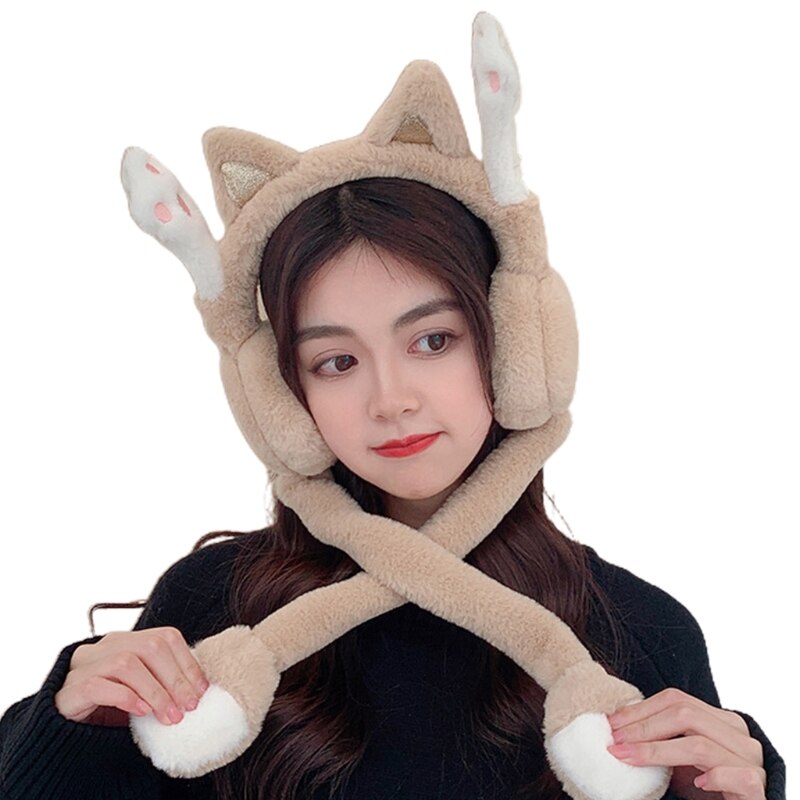 Moving Ears Hat Adult Ear Muffs For Winter Cute Jumping Claw Hat Floppy R7RF