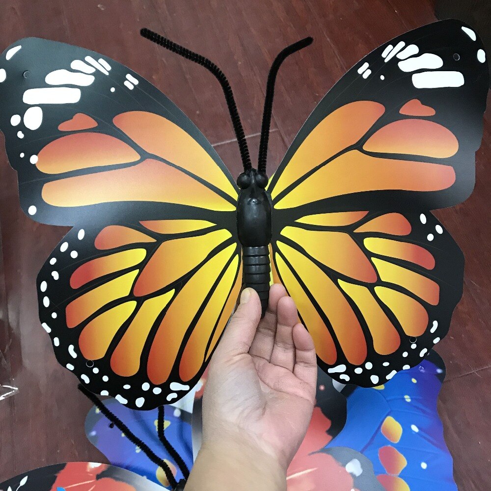Mariposa decorativa de plástico grande de varios colores, capa simple/doble, de lugar al aire libre, escenario, boda, artesanía de manualidades de centro comercial, 5 uds., 40cm