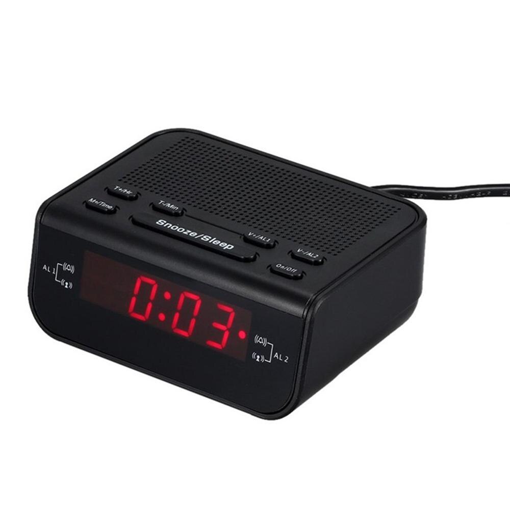 AM/FM LED Clock Radio With Dual Alarms Sleep Snooze Function Outlet Powered Big Digit Display for Bedroom Timed Shutdown
