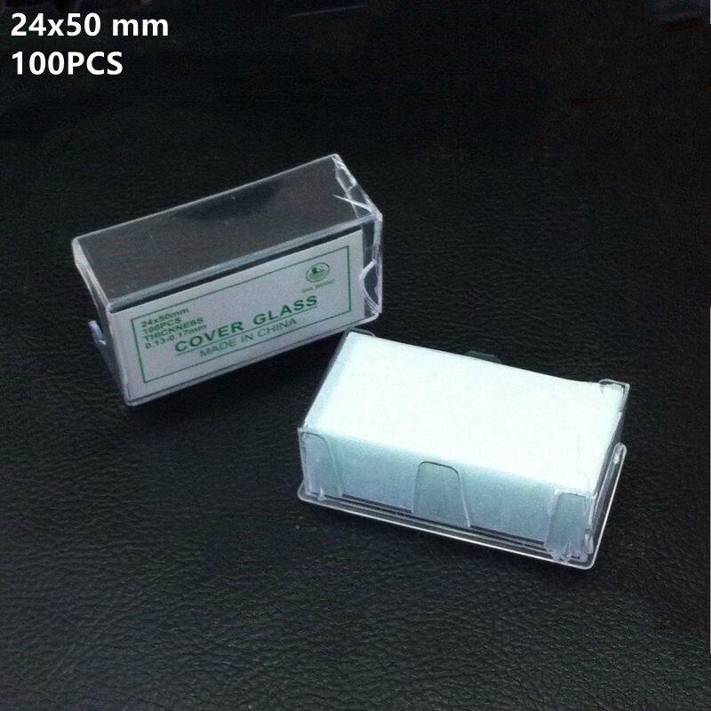 100 st 24 x 50 mm mikroskopglas objektglas täckglas blank tjocklek 0.13-0.17mm transparenta mikroskoptillbehör laboratorium