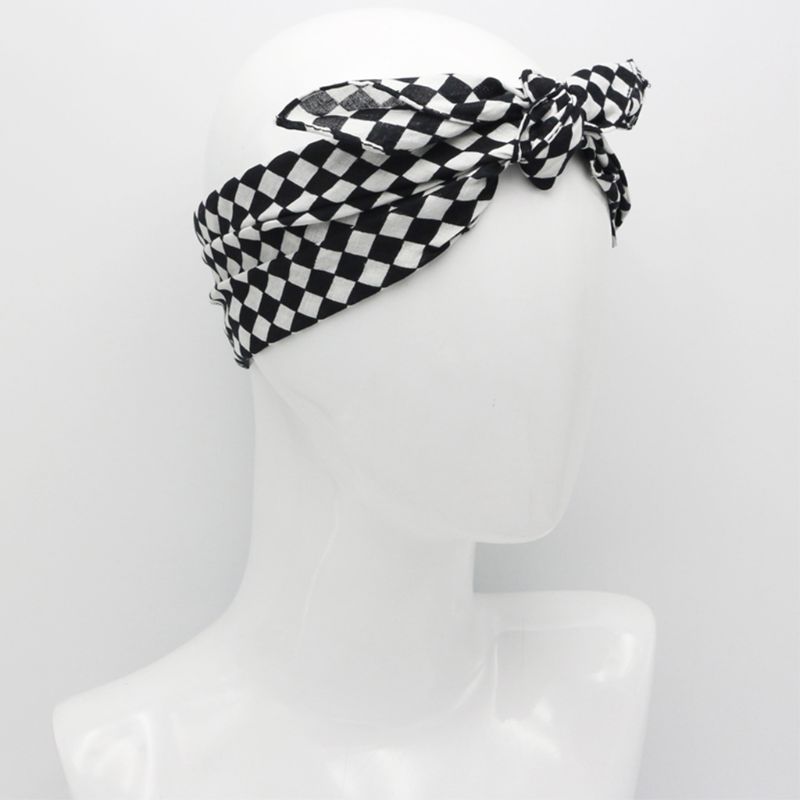 55x55cm White Black Checkered Flag Racing Bandana Unisex Multi-Use Square Headband Motorcycle Outdoor Sports Hair Wrap Wristband