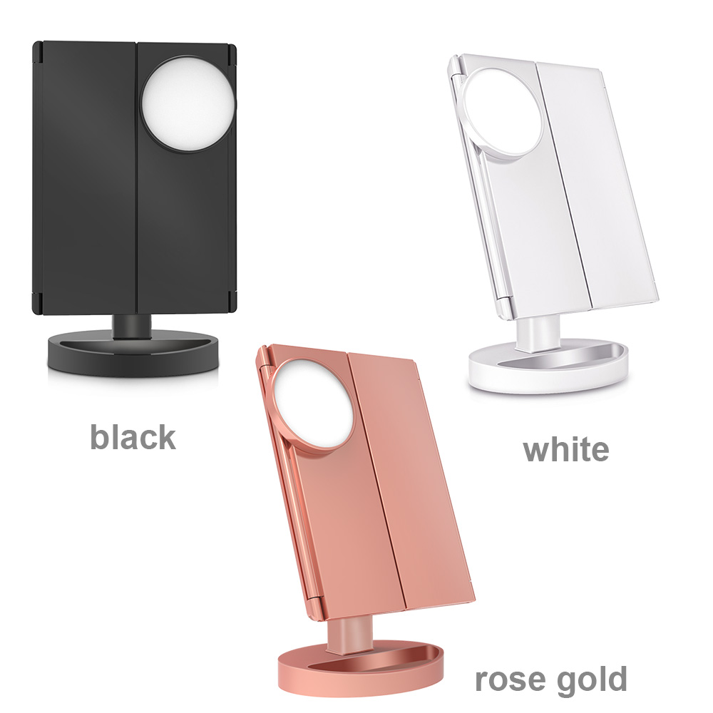 LED Touch Screen 22 Light Makeup Mirror Table Desktop Makeup 1X/2X/3X/10X Magnifying Mirrors Vanity 3 Folding Adjustable Mirror