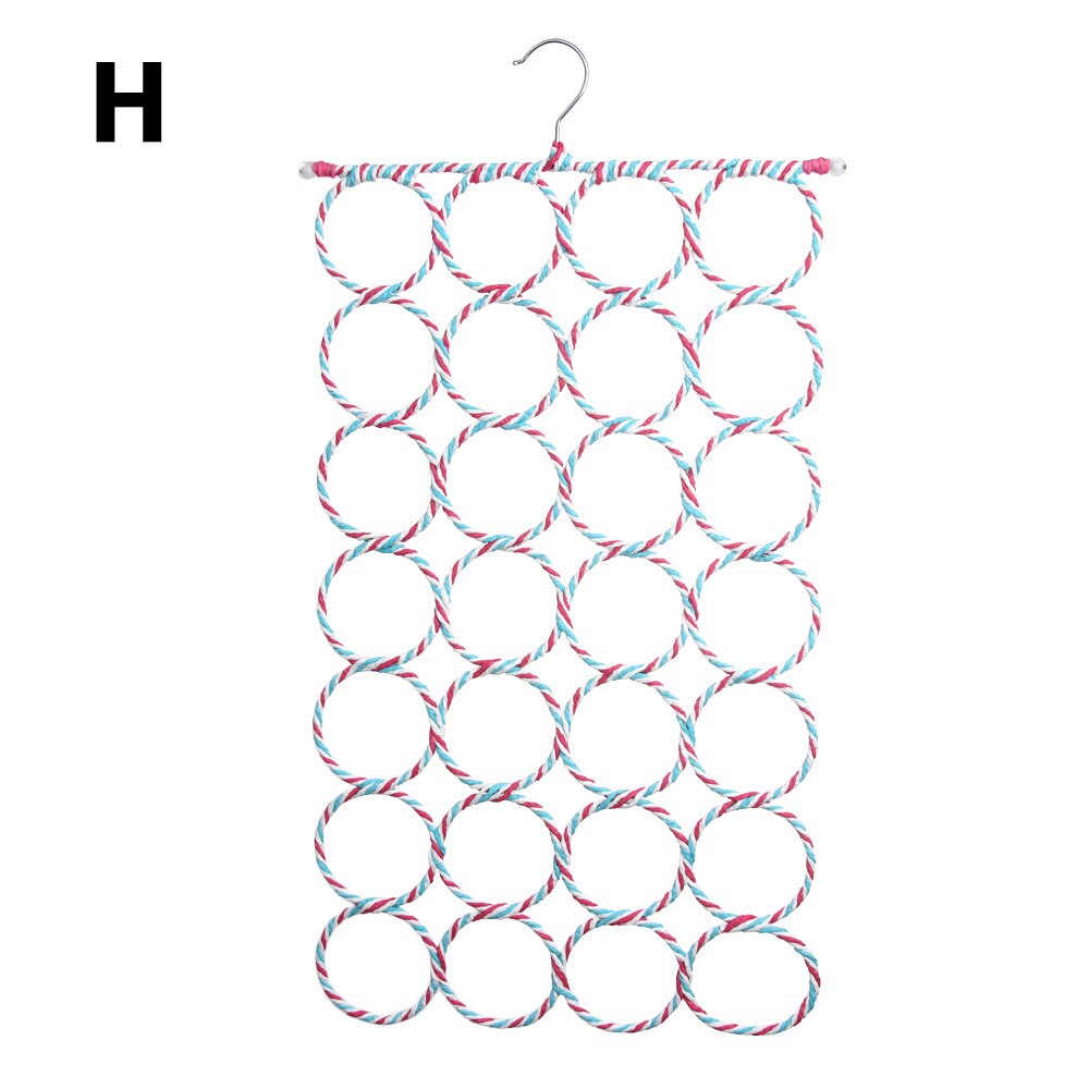 1PC Portable Multi Purpose Rattan Circle Circle Shape Scarf Hanger Tie Clothes Rack Storage Racks Space Saving Closet Organizer: H