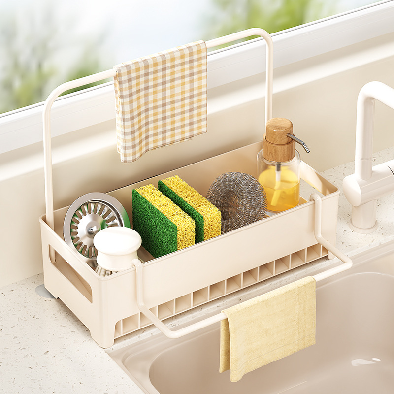 Kitchen Sink Organizer & Dish Sponge Holder with Detachable Tray - Multi-Functional Drain Rack for Dishcloths Storage Rack: plum