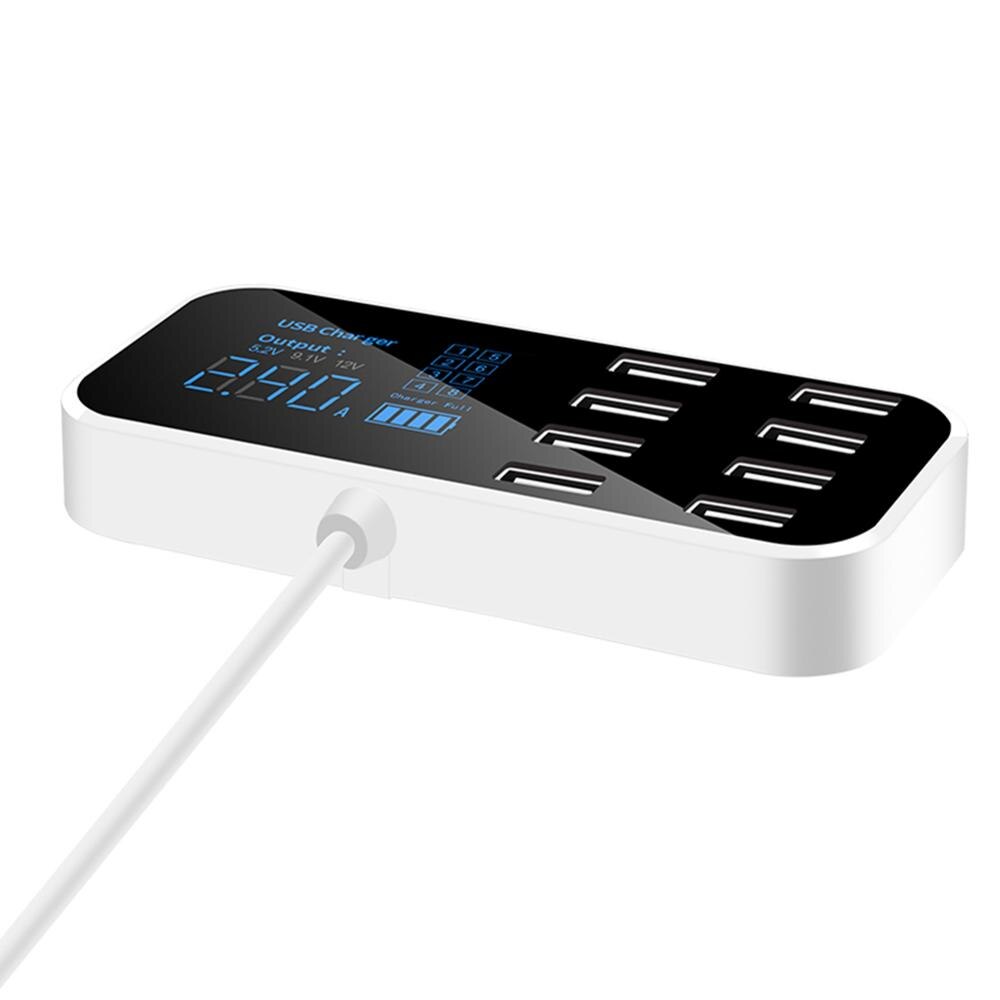 Multi-Port Usb Charger Voor Auto 8-Poort Auto Aansteker Opladen Station Hub Met Lcd-scherm