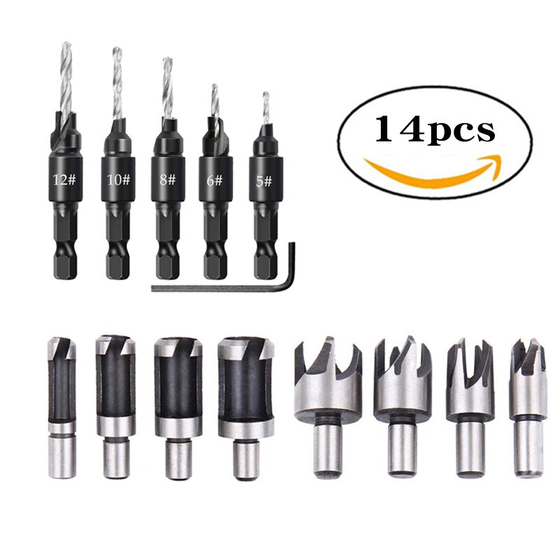 Woodworking Countersunk Drill Set With Hexagonal Handle: 4MS 4ZS 6BS