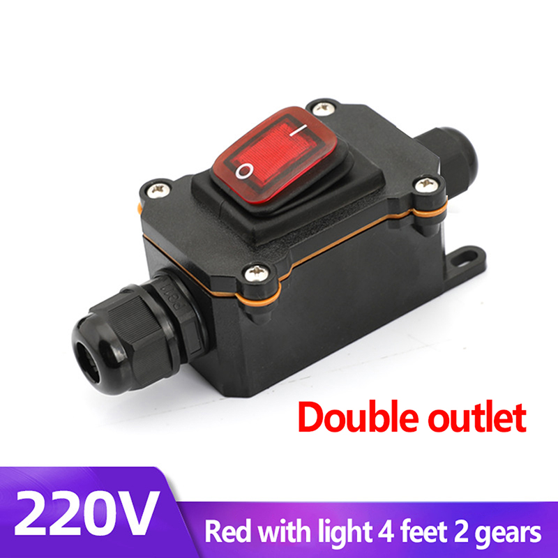 Inline Power Cord 110V-220V 12V-24V Marine Rocker Switch On Off Waterproof IP67 Junction Box 20A High Current Connector Outdoor: Gold