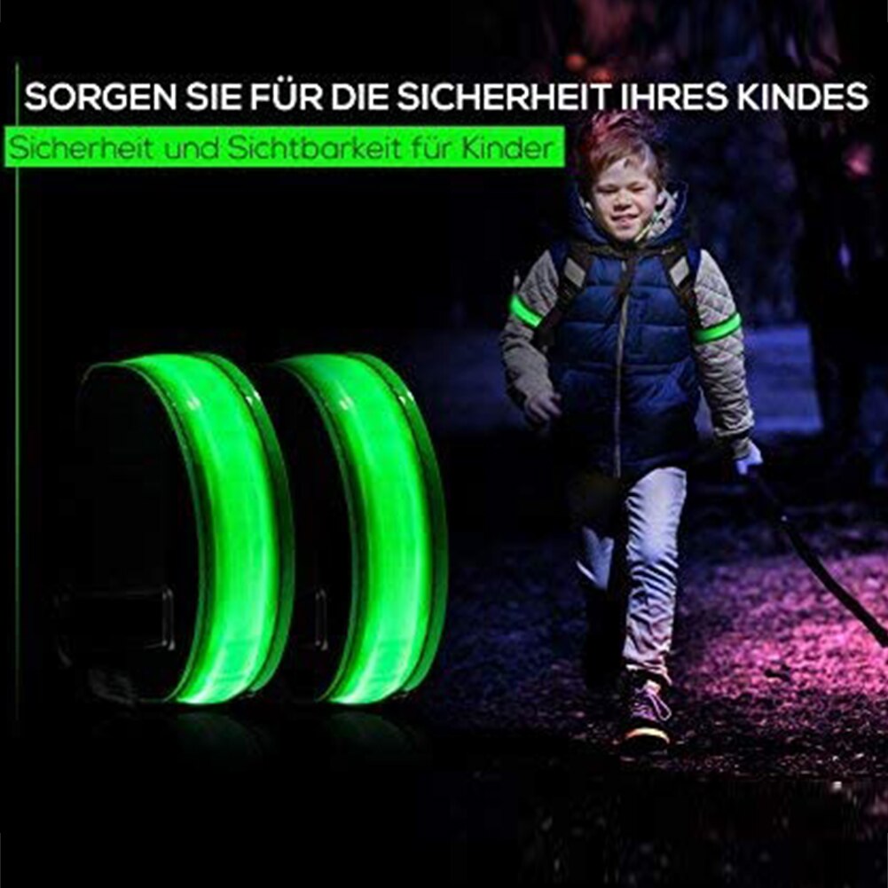 USB Ladung LED leuchtend Nacht Lauf Armbinde Armbinde draussen Sport Armbänder Laufende Licht Für Läufer Jogger Radfahren