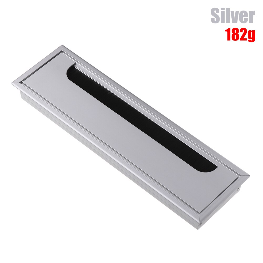 Wire Hole Cover PC Desk Rectangle Aluminum Alloy Line Box Wire Cable Grommet Office Table Hole Cover Outlet Port Cable Fastener: 80x275mm-silver