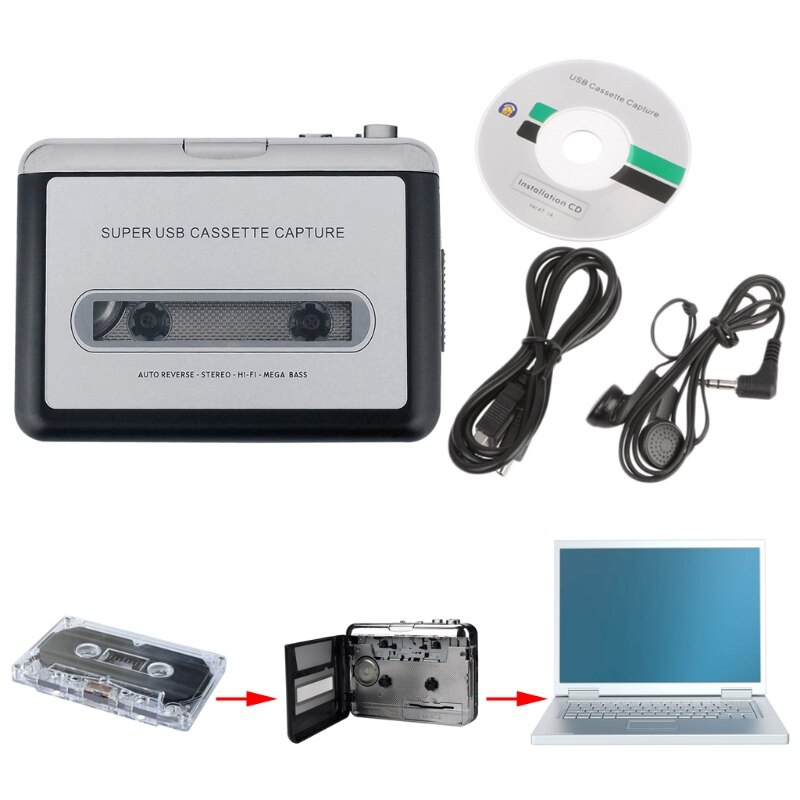 Mini-USB enregistreurs Cassette convertisseur de bande pour lecteurs MP3 PC Portable 090F