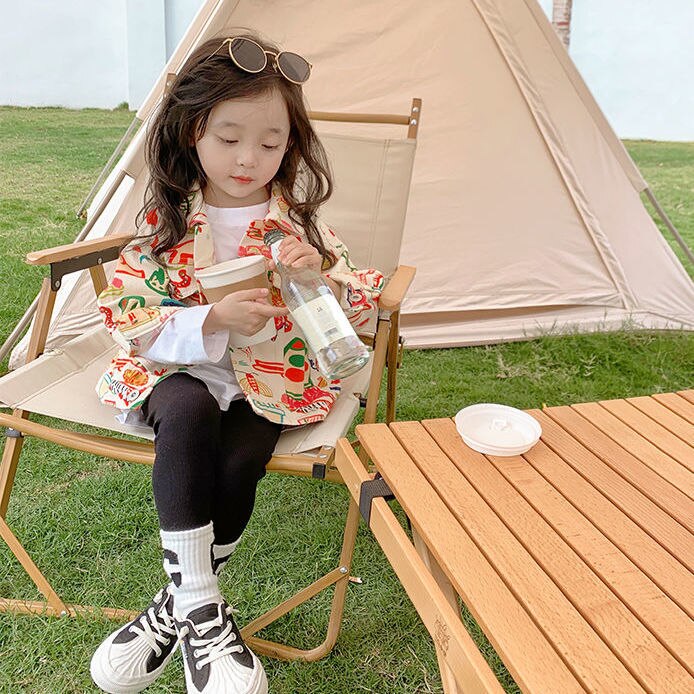 Capispalla colletto rovesciato monopetto lunghezza regolare stampa semplice comodo colorato adatto primavera bambini ragazze