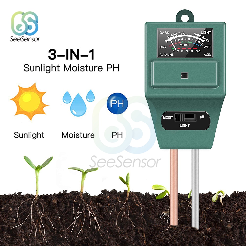 Soil Moisture Sunlight PH Meter Tester for Plants Flowers Acidity Moisture Measuring Humidity Light Meter Hydroponics Analyzer