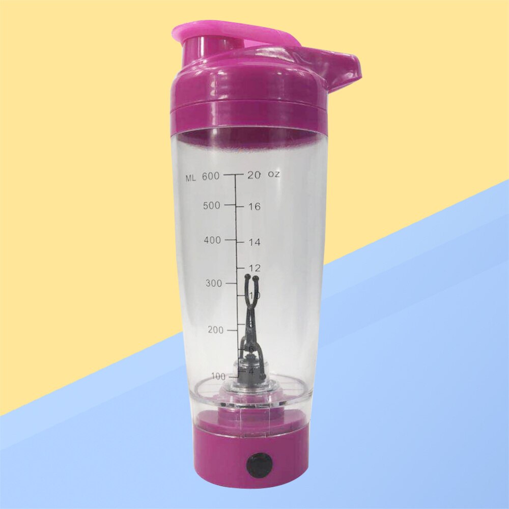 1 Pc Protein Shaker Bottle Vortex Mixer Automatic Battery Operated 600ml Portable Stirring Shaker: Rosy