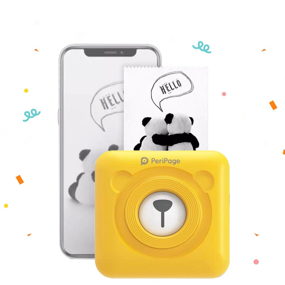 Peripage-Mini impresora térmica de bolsillo A6, dispositivo de impresión portátil de 58mm, color rojo y amarillo, inalámbrica, Bluetooth, Android e IOS, novedad: Yellow Printer