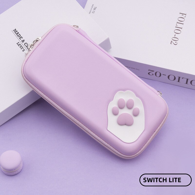 Colorful Cat Paw Switch Storage Bag Silicone Hard Cover Shell Waterproof Box NS Lite Game Case For Nintendo Switch Accessories: Purple Switch Lite