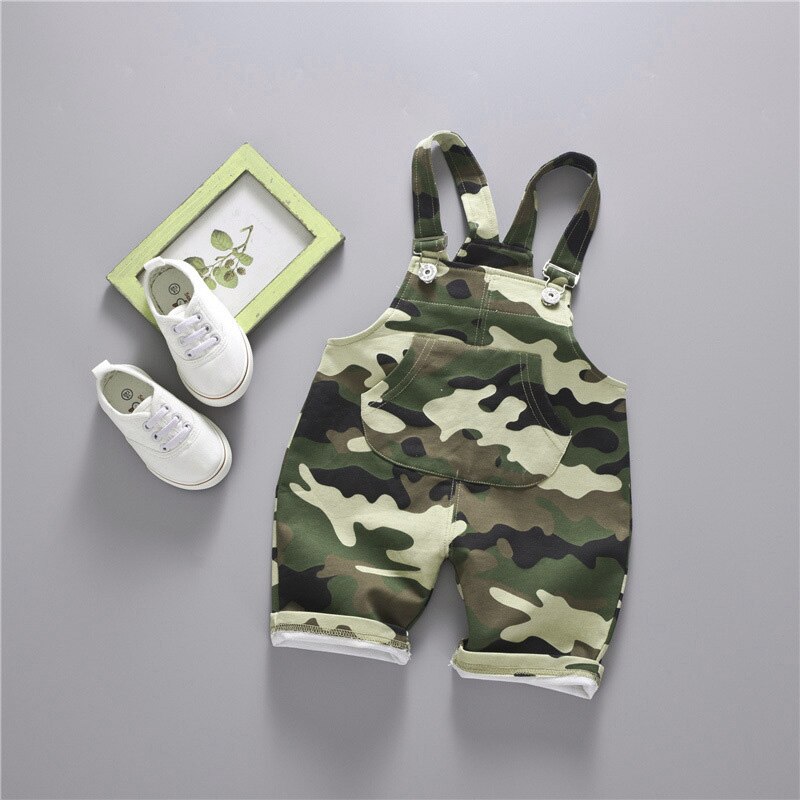 Toddlers Baby Boy Girls Suspender Pants Children Cotton Camouflage Pattern Pants Overalls Trousers Batiste