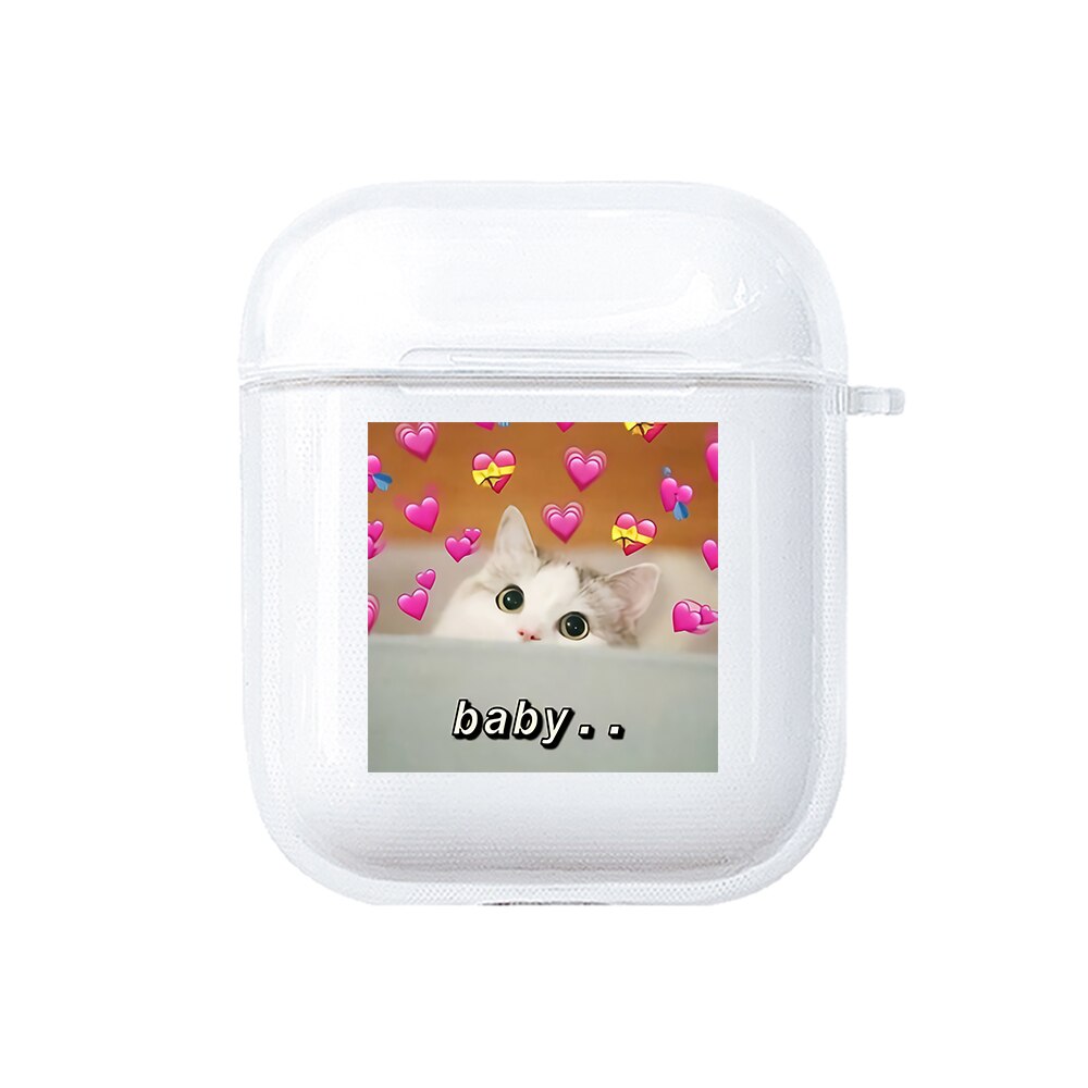 Silicone MEMES case for Apple Airpods 1 2 Case Transparent Soft Cover for Air Pod Dogs meme Case protective Airpods Cover Fundas: PS101015