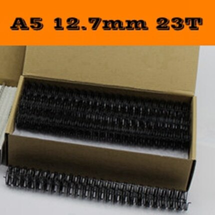 100PCS/BOX A5 size 210mm 23 rings 6.4-14.3mm steel iron double loop wires binding wire calendar binding wires: 12.7mm-black