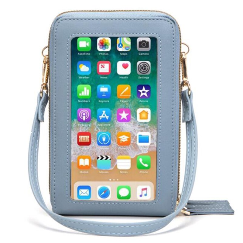 Bolso multifunción para teléfono móvil, bandolera transparente con correa para el hombro, para el pecho, monedero, bandolera de mujer: Light Blue