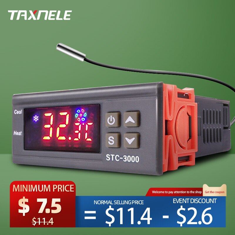 Digital Temperature Controller Thermostat Thermoregulator incubator Relay LED 10A Heating Cooling STC-3000 STC-1000 STC 1000