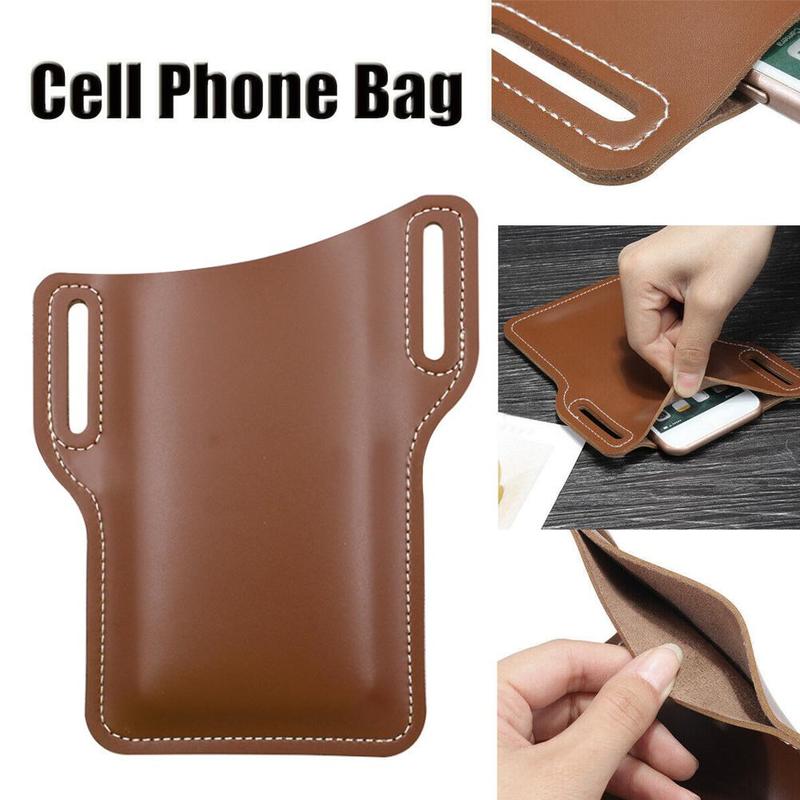 Universal Brown Leather Waist Belt Loop Cellphone Phone Protection Case Bag Holster Men Women Cell Phone Bag 6 Colors