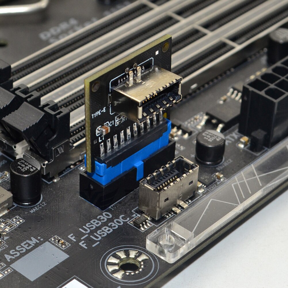 USB 3.0 19-Pin Internal Header to USB 3.1 / 3.2 Type C Key A 20-Pin Converter Laptop Docking Station Power Adapter