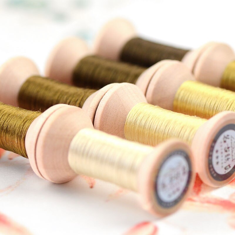 20 meters each spool /Silk thread / handmade embroidery thread / wrapped flower silk line / Mustard yellow