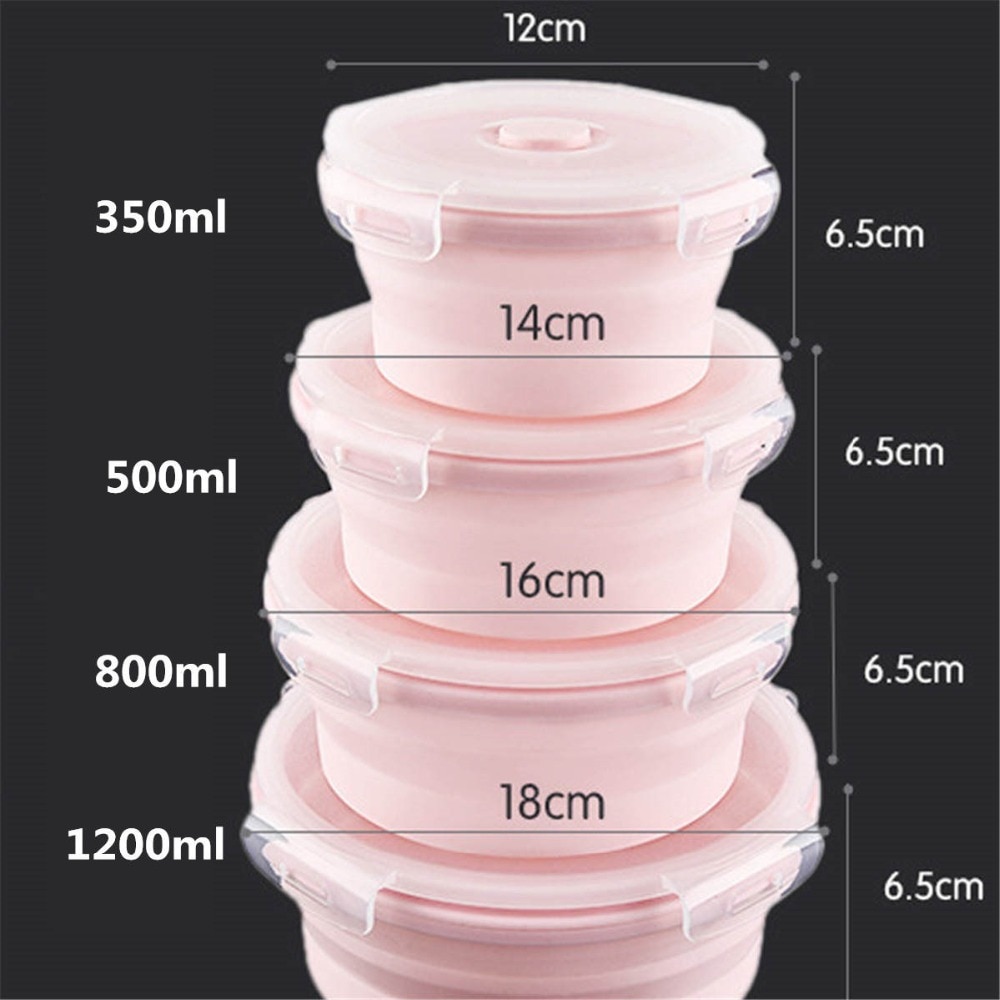 Uszczelnienie okrągłe silikonowe składane przenośne pudełko Bento składane pudełko na drugie śniadanie dla dzieci jedzenie naczynia mikrofalowe pojemnik robić przechowywania żywności