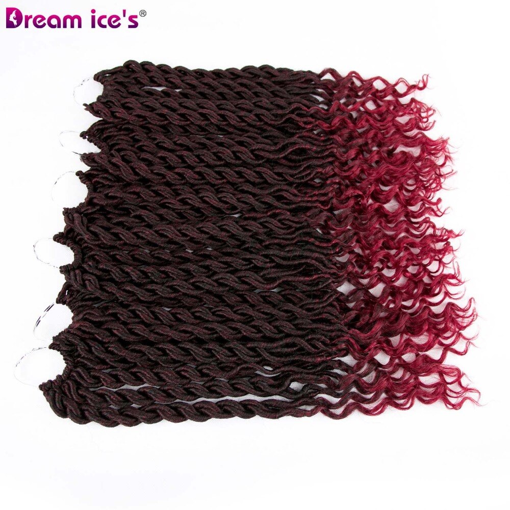 Burgundy Faux Locs Curly Crochet Braids Braiding Hair Bulk Crochet Hair Extensions Synthetic Hair Ombre Braids 70g 3pcs/lot