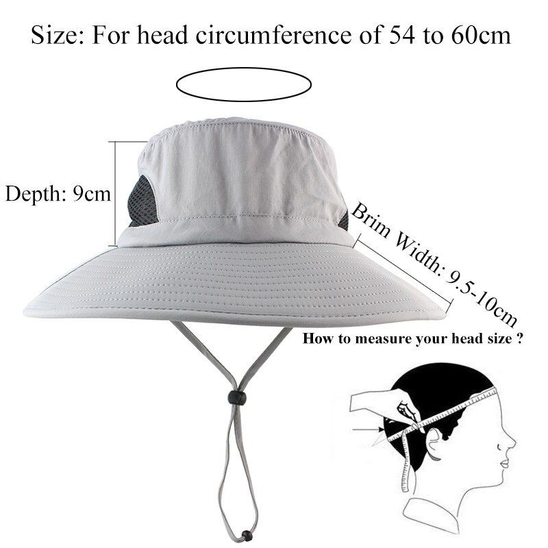 UPF 50+ Summer Wide Brim Bucket Hat Waterproof Breathable Packable Men Women Sun Hat Fishing Safari Boonie Hat Beach Panama Hat