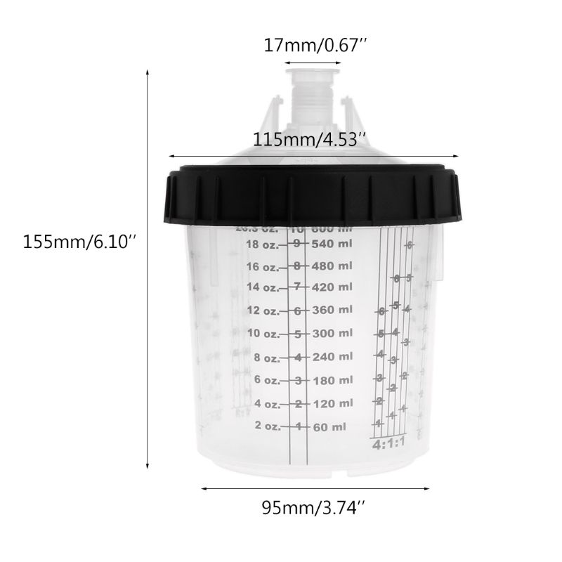 Plastic Paint Mixing Cups 600ml Mixing Pot Paint Mixing Calibrated Cup Set l29k