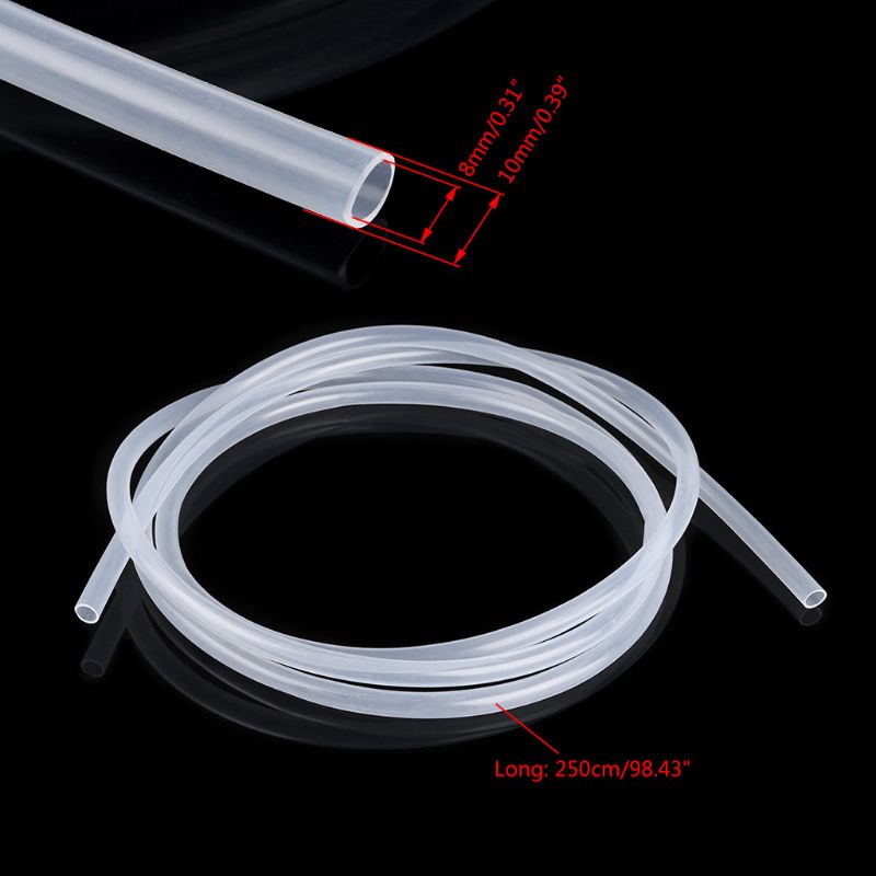 2.5 meter transparante siliconenrubberen slang van voedingskwaliteit, flexibele siliconenbuis met een diameter van 8*10mm mm
