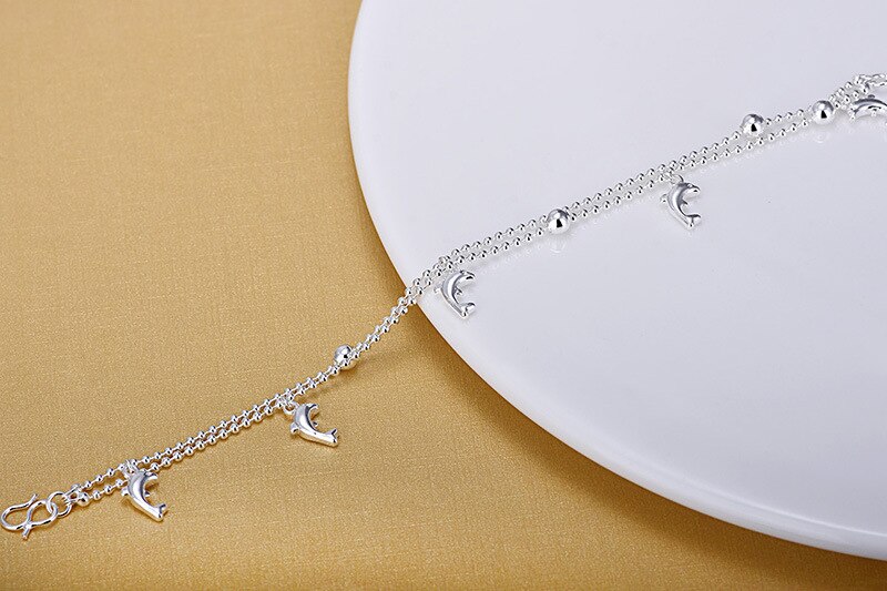 Everoyal Silver 925 Girl Anklet Jewelry Dolphin Silver Bracelets For Women Wedding Birthday Accessories Lady