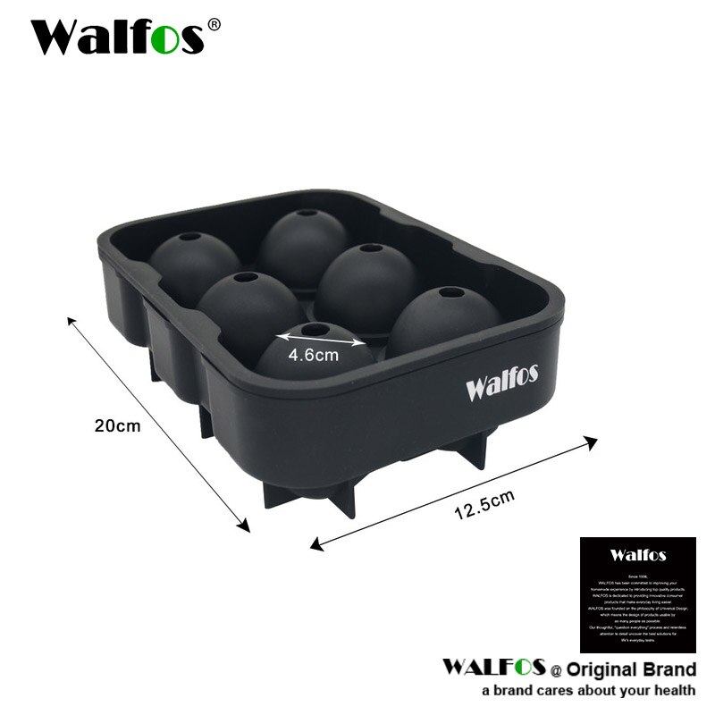 WALFOS whisky Cocktail grand bac à glaçons 6 trous forme de glaçon rond en forme de boule de glace fabricant Silicone glace moule barre: 1 pieces round