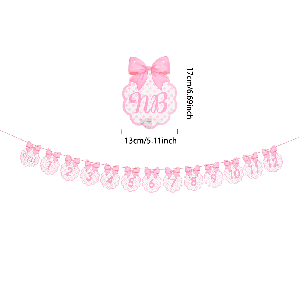 Skinnende rosa sløyfe bursdagsbanner sløyfe spiral kaketopper fotoramme flagg jente bursdag babyshower bryllupsfest dekorasjon: Oliven