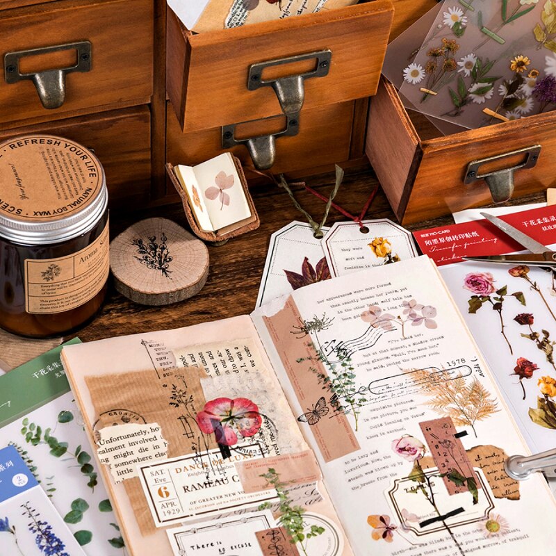 2 pcs/pack Natural Iris Daisy Flower Transfer Printing Stickers Transparent PVC Material Flowers Leaves Green Plants Stickers