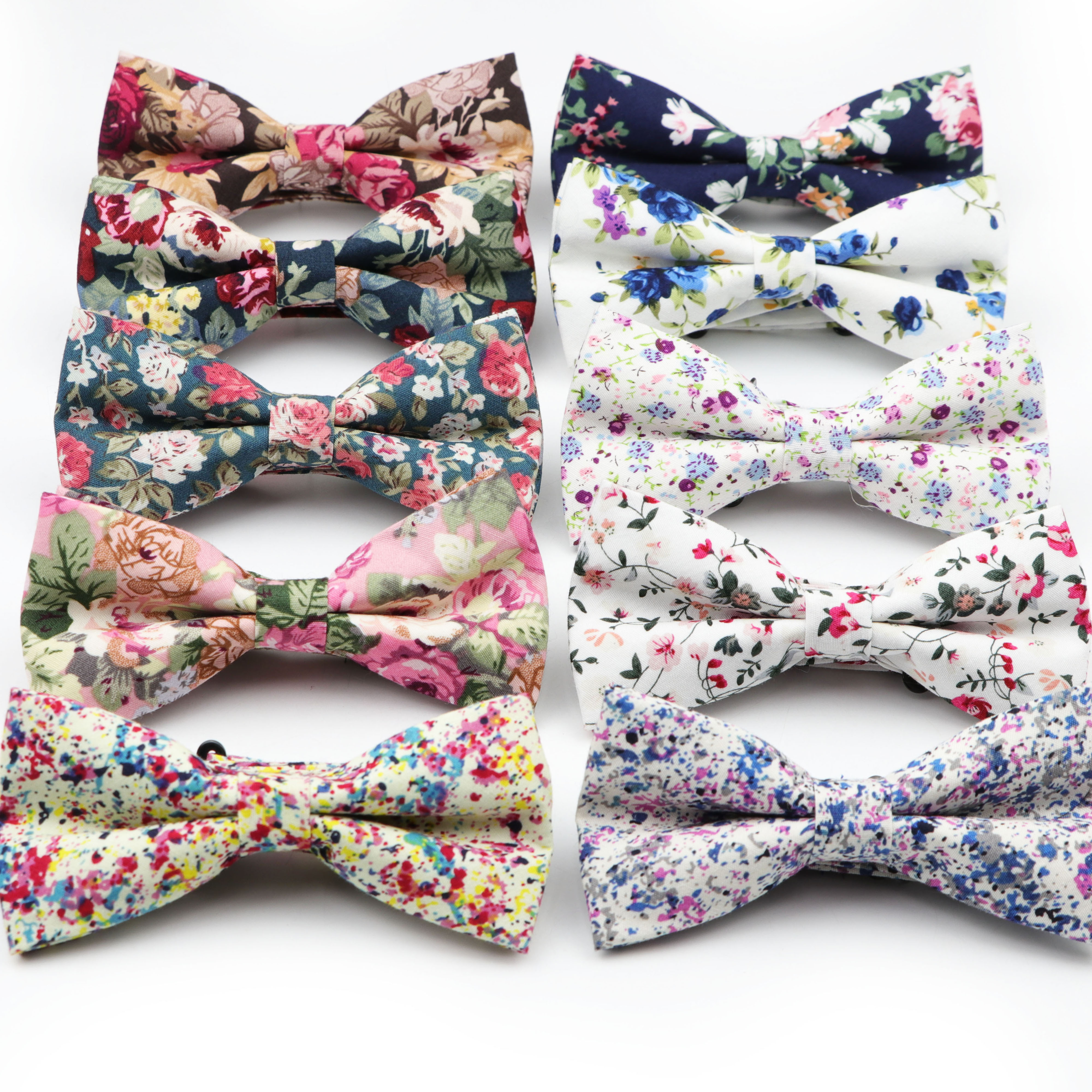 Blommig fluga för herr flexibel fluga slät slips mjuk bomullsfjäril dekorativt mönster paisley blomma slipsar