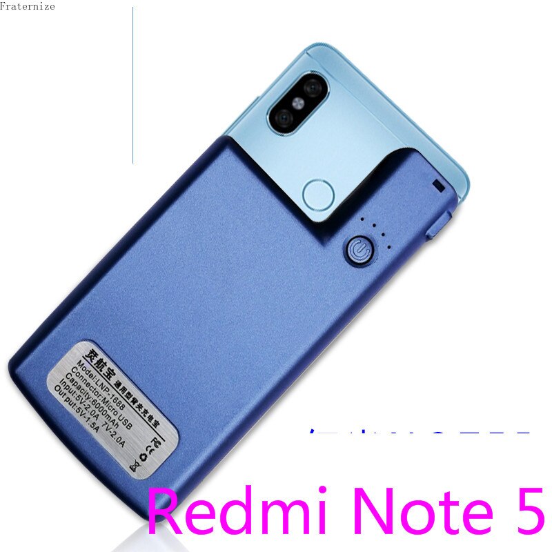 For Xiaomi Redmi Note 4 4XExternal battery charger case Portable power bank For Xiaomi Redmi Note 5 5A charging Cover Global: Redmi Note5-Blue
