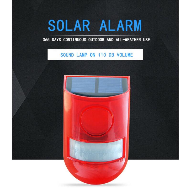 Solar Red 6 LED Alarm Warning Security Traffic Flashing Light Sensor Garden Lamp