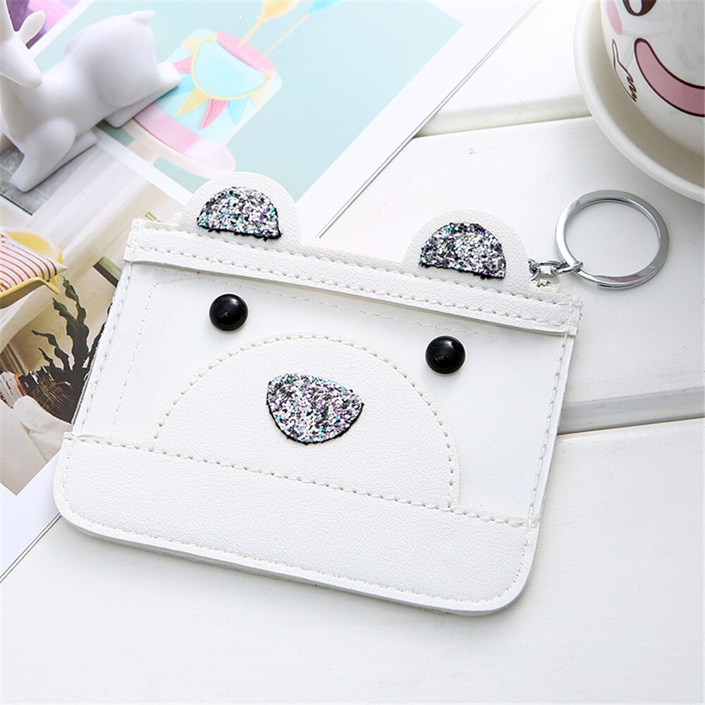 Femmes portefeuille porte-clés Faux cuir sac portefeuilles à glissière ours porte-monnaie embrayage dame PU: 1