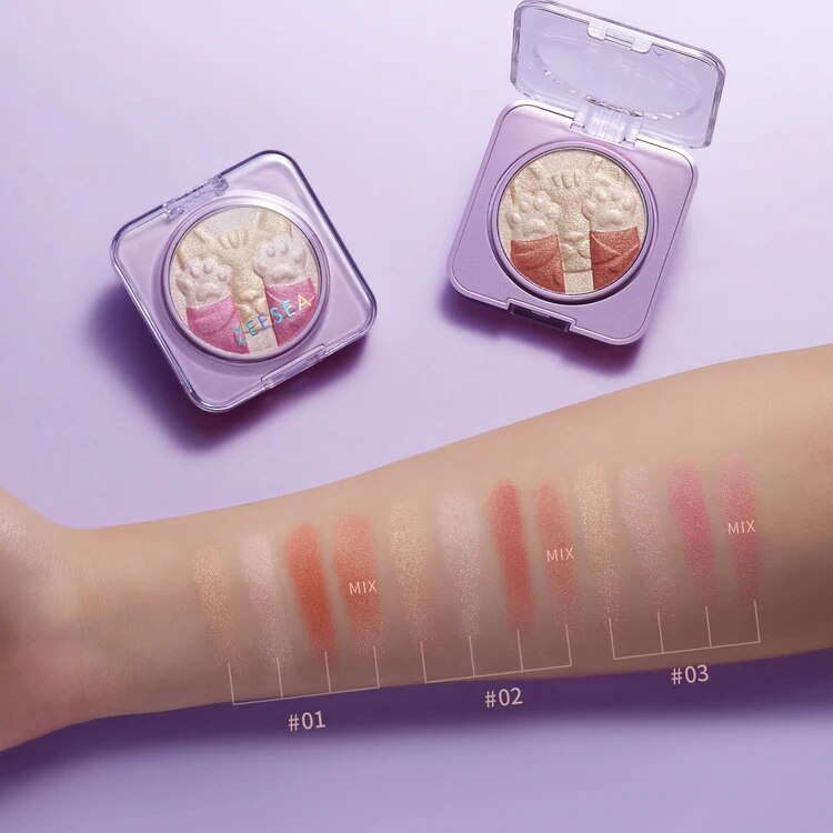 ZEESEA Highlighter Make Up Face Blusher Palette Highlighter Contour Highlight Blush Glowing 2 In 1 Space Cat 4.2g