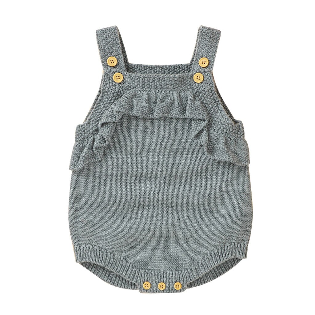 Para recém-nascidos macacão roupas da menina do bebê recém-nascido meninas meninos inverno malha outwear colete plissado camisola macacão bodysuit: Gray / 0-6M