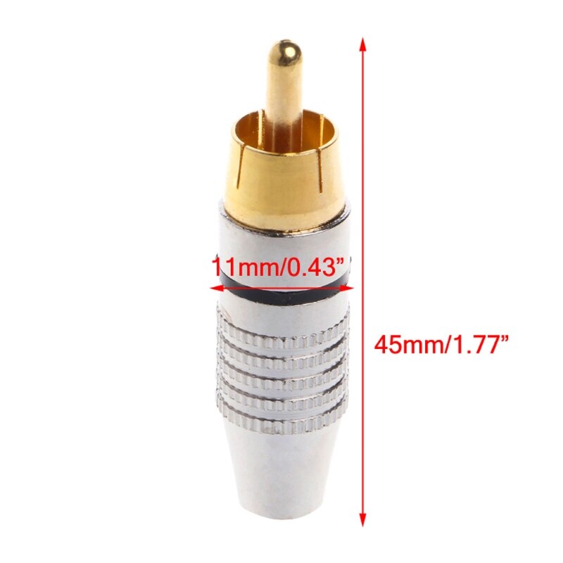 10 Pcs RCA Plug Video Locking Cable Connector Gold Plated