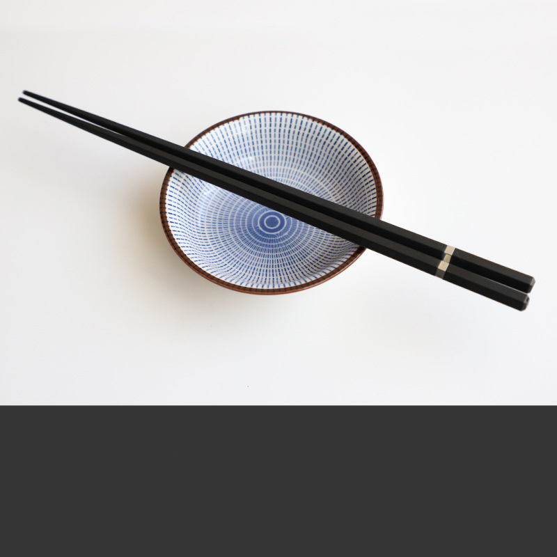 1 Pair Japanese chopsticks Alloy Non-Slip Sushi Food sticks Chop Sticks Chinese reusable chopsticks: Silver ring hex