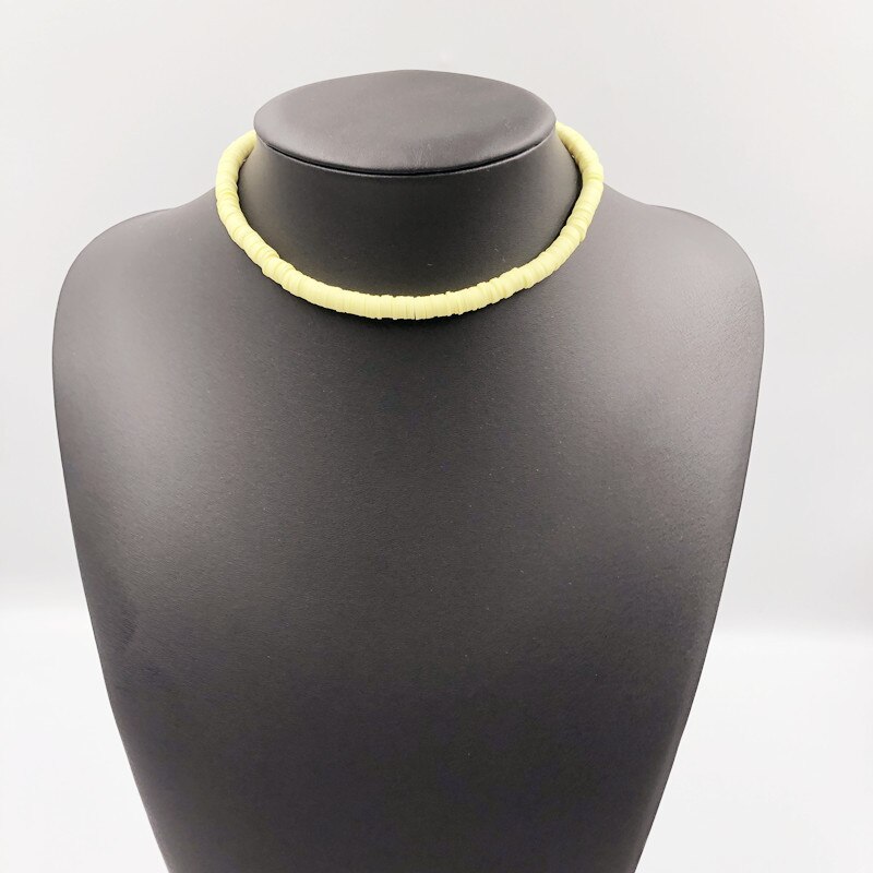 Donarsei collana girocollo in ceramica morbida di nuova moda per donna collana con colletto in argilla colorata regolabile bohemien gioielli da spiaggia: yellow