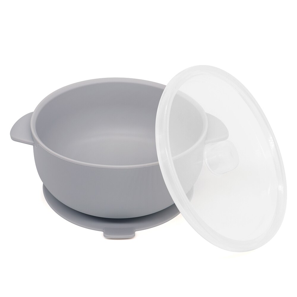 Bols en Silicone pour bébé, bols plus colorés pour bébé, vaisselle d'alimentation pour bébé, assiettes dessin animé enfants, vaisselle pour bébé sans BPA: Light Grey