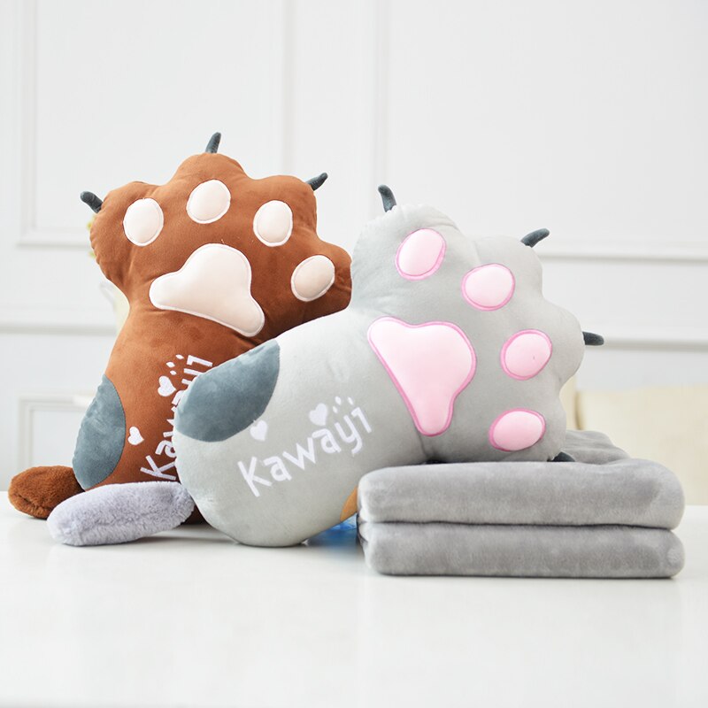 Simulation dejlig kat klo pude med tæppe sød plys legetøj pude sove sofa tæppe pige kid kawaii